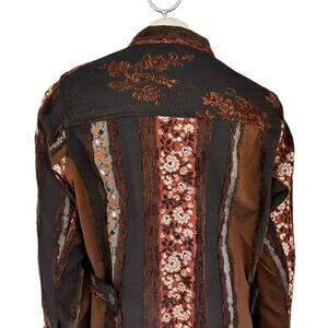 CITRON SANTA MONICA Asian Florals Pieced Jacket  Art to wear Boho  SZ XL